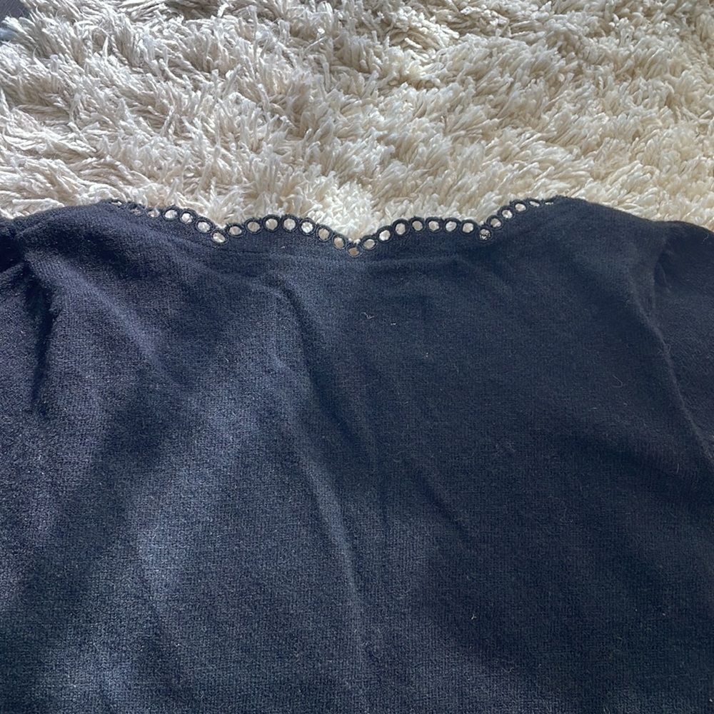 BY MALENE BIRGER | Black Eyelet Knit Cardigan Top - Picture 8 of 10